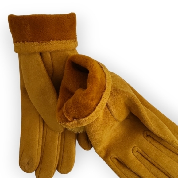 The Silo Boutique Marigold Microsuede Touchscreen Gloves - Picture 3 of 7